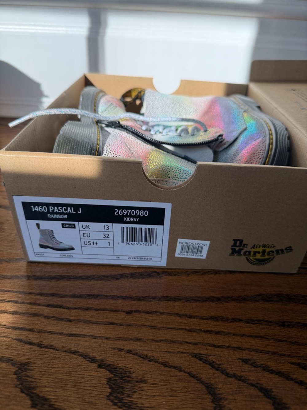 Dr. Martens Kids Rainbow Iridescent Lace-Up Boots